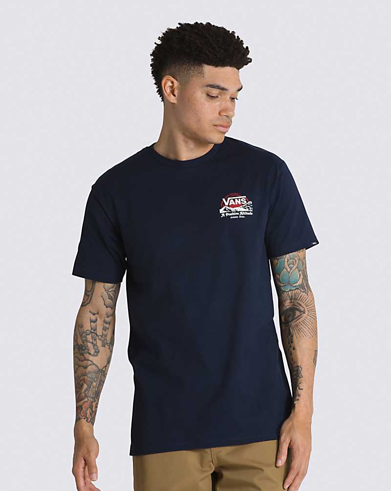 Vans Positive Attitude Men T Shirts Navy | JO1-7867