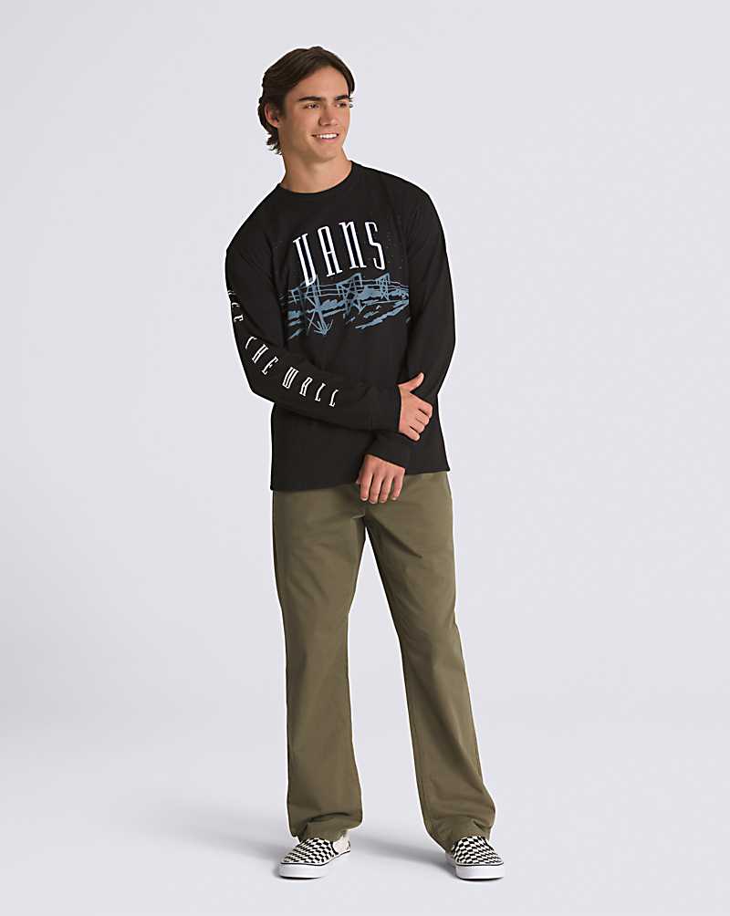 Vans Powerline Landscape Long Sleeve Men T Shirts Black | EU1-7052