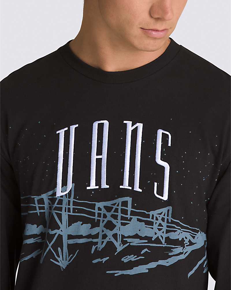 Vans Powerline Landscape Long Sleeve Men T Shirts Black | EU1-7052