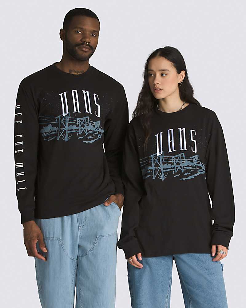 Vans Powerline Landscape Long Sleeve Men T Shirts Black | EU1-7052