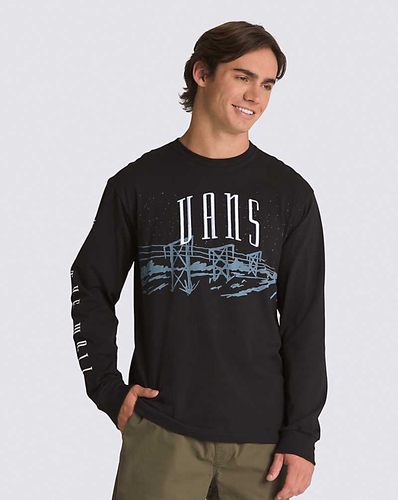 Vans Powerline Landscape Long Sleeve Men T Shirts Black | EU1-7052