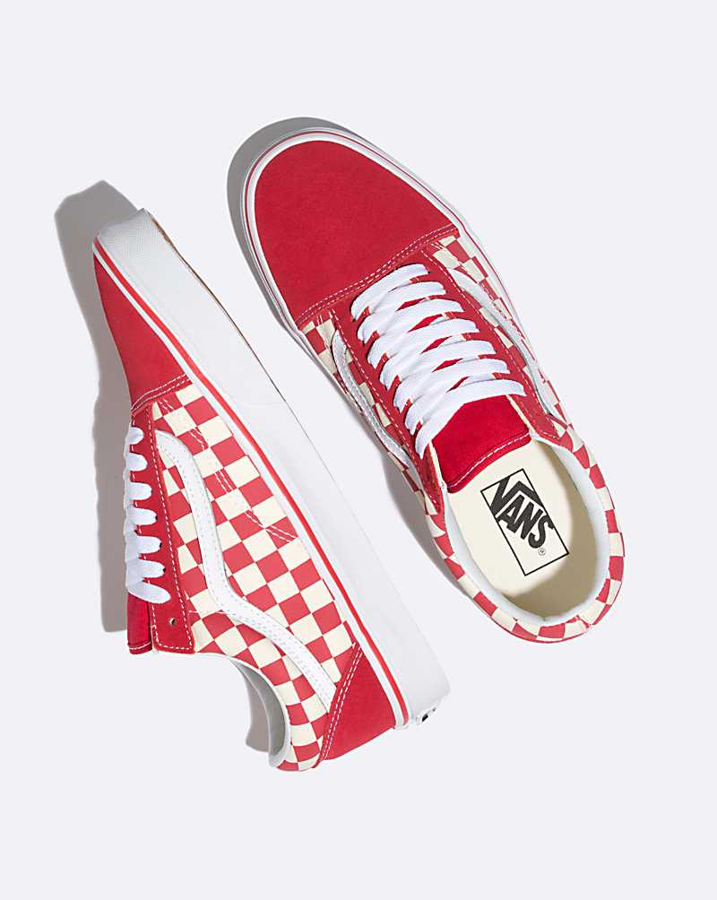 Vans Primary Check Old Skool Shoe Men Sneakers Red / White | ID1-3918