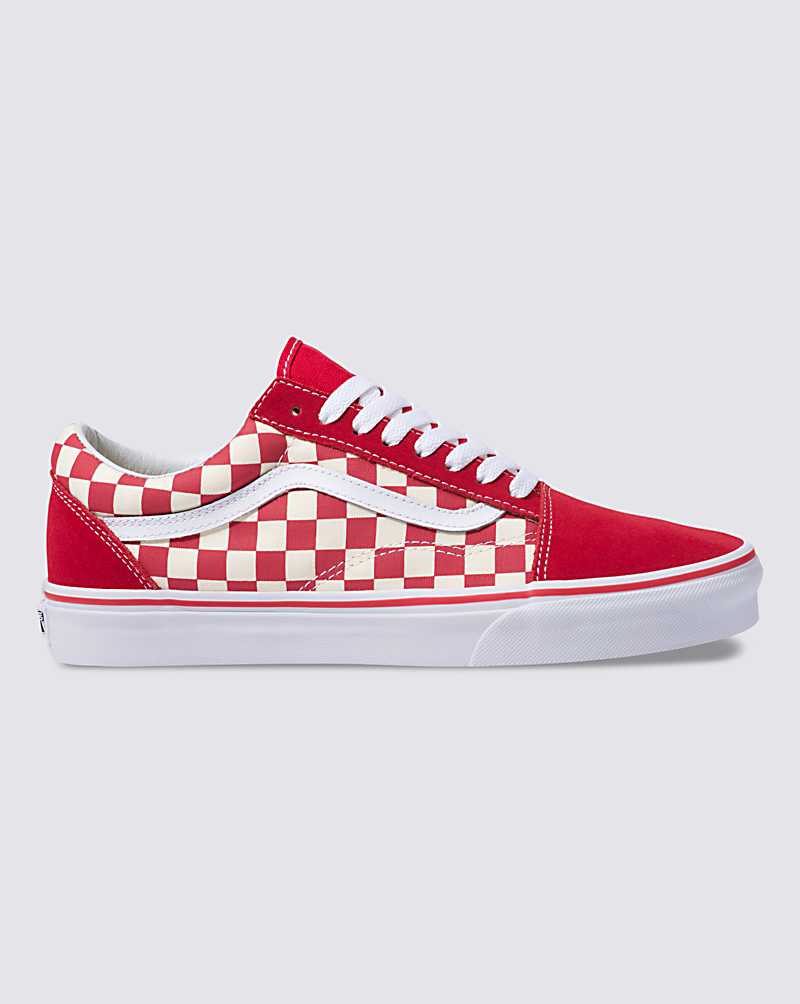 Vans Primary Check Old Skool Shoe Men Sneakers Red / White | ID1-3918