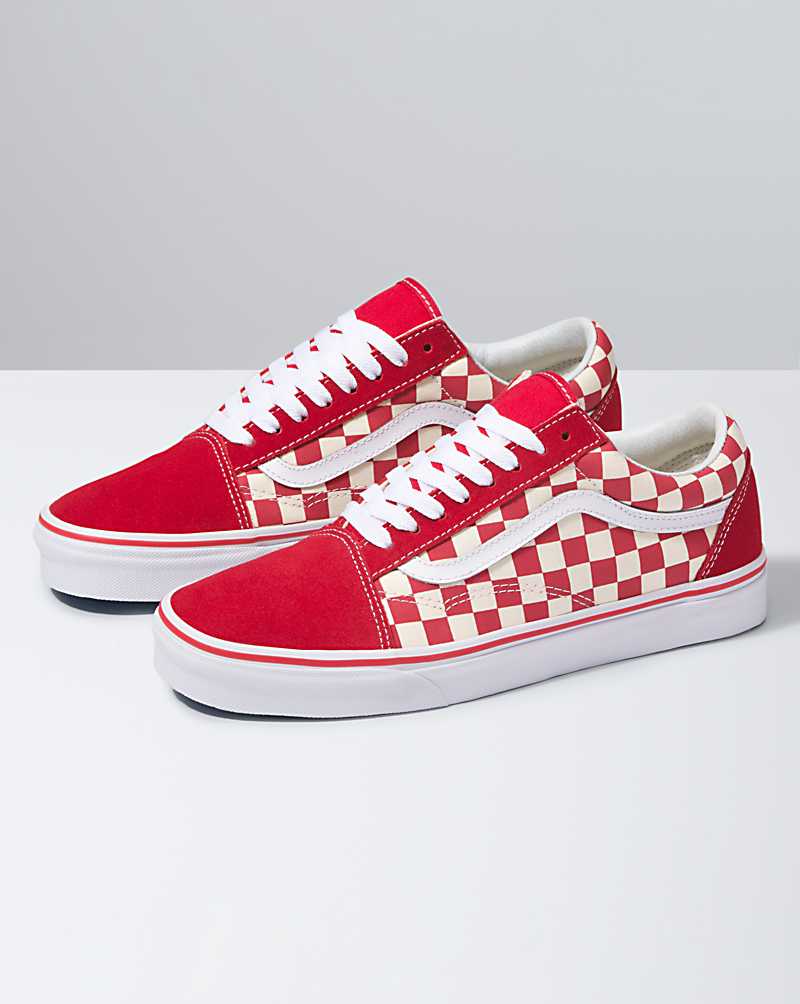 Vans Primary Check Old Skool Shoe Men Sneakers Red / White | ID1-3918