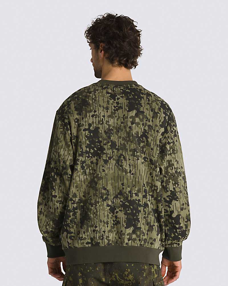 Vans Rain Camo Crew Men Sweatshirts Dark Grey / Green | SB1-9768