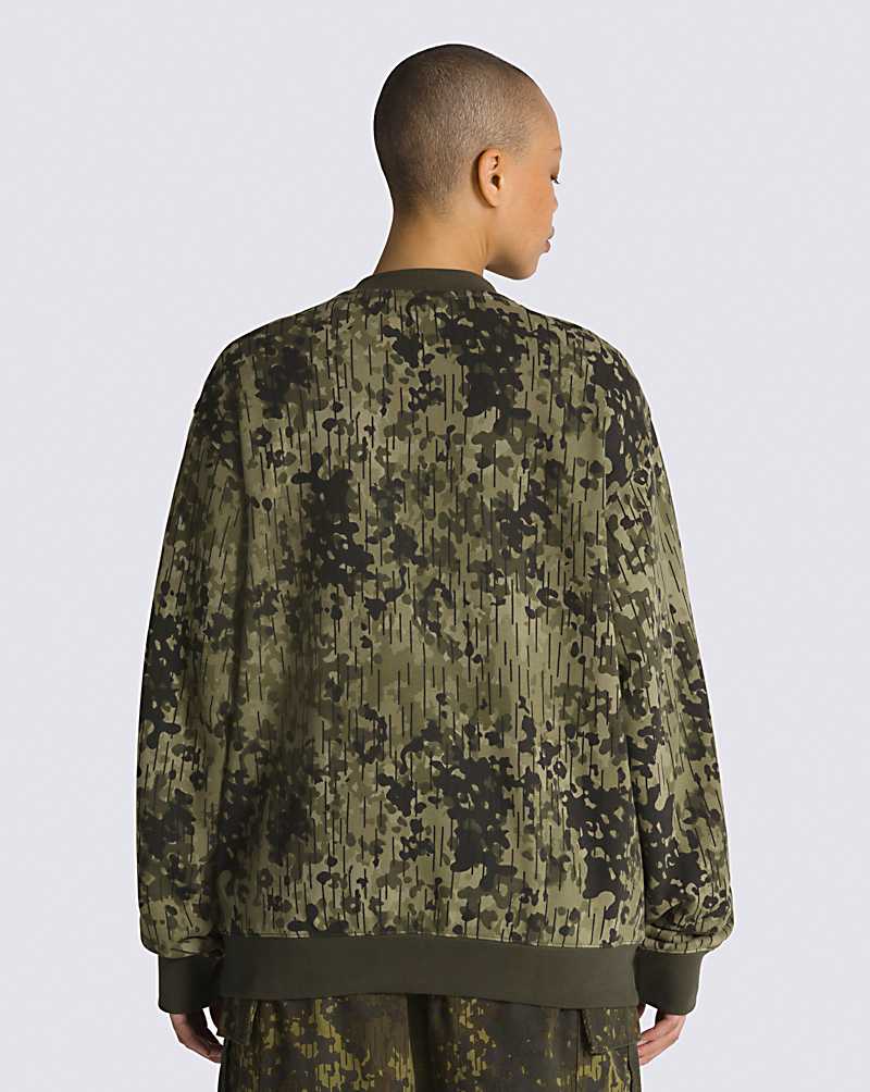 Vans Rain Camo Crew Men Sweatshirts Dark Grey / Green | SB1-9768