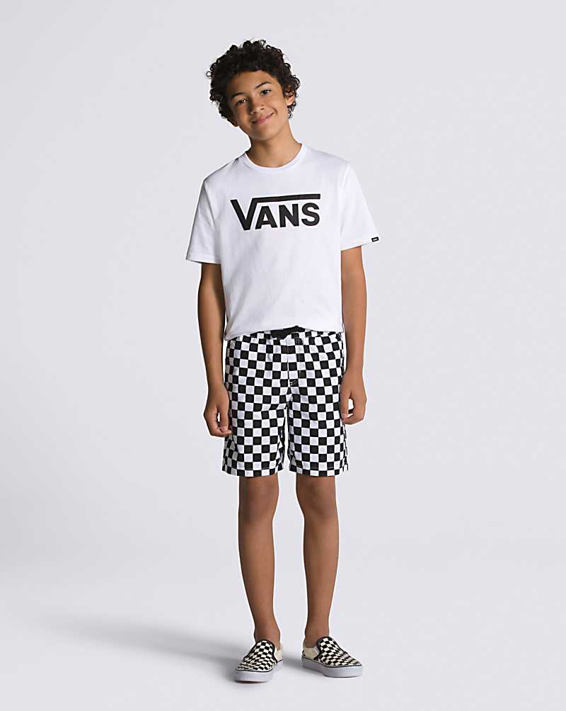 Vans Range Elastic Waist Kids\' Shorts Black / White | OF1-3978