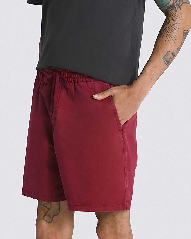 Vans Range Salt Wash Relaxed Elastic 18'' Men Shorts Dark Red | GC1-3423