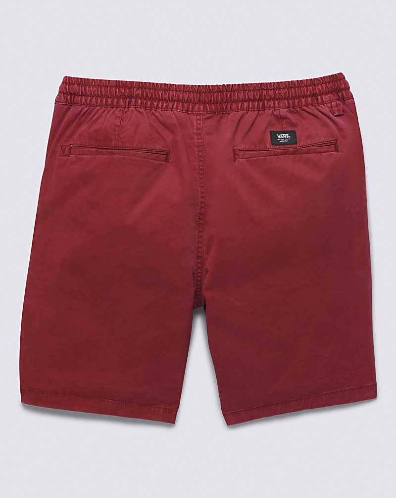 Vans Range Salt Wash Relaxed Elastic 18'' Men Shorts Dark Red | GC1-3423