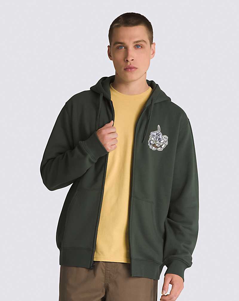 Vans Rearview Full Zip Men Hoodie Deep Green | DU1-1471