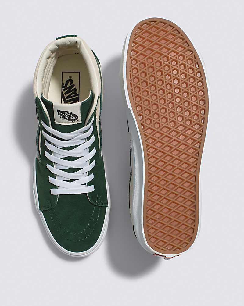 Vans SK8-Hi Canvas Suede Shoe Men High Top Sneakers Green | VJ1-9566