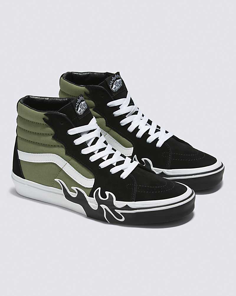 Vans SK8-Hi Flame Shoe Men High Top Sneakers Green | DG1-5129