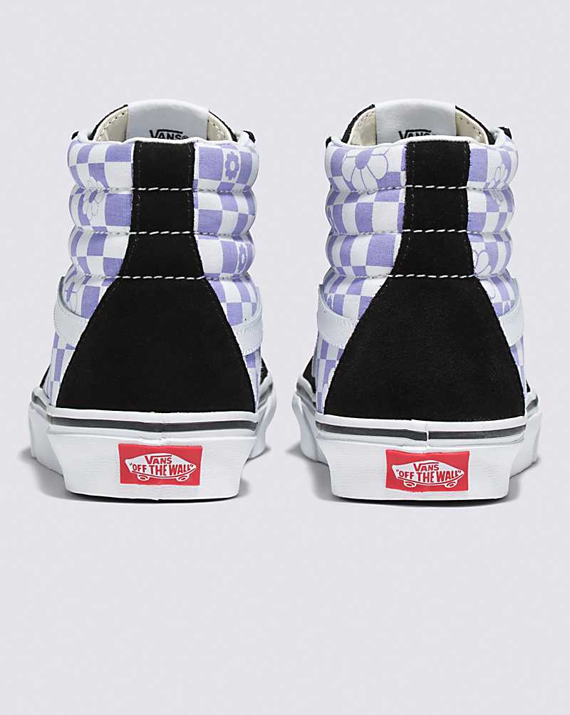 Vans SK8-Hi Floral Check Shoe Women High Top Sneakers Purple / Black | OB1-2315