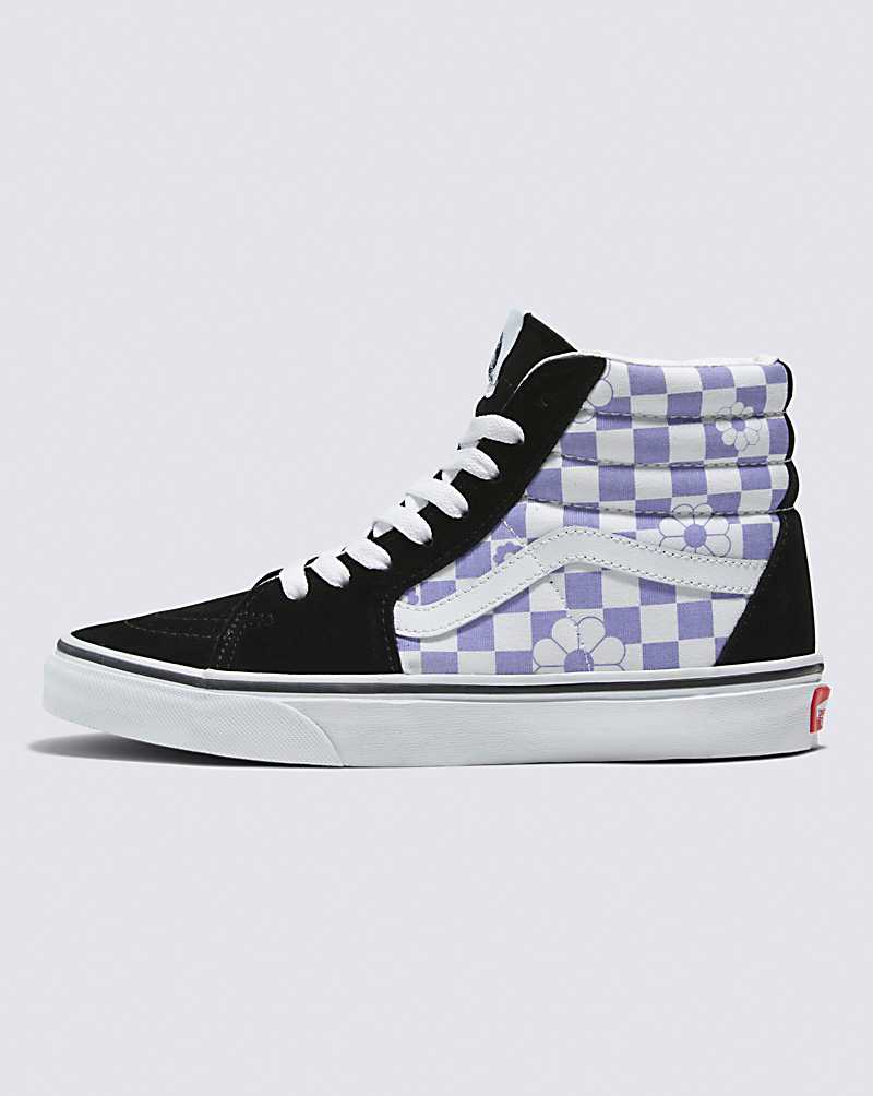 Vans SK8-Hi Floral Check Shoe Women High Top Sneakers Purple / Black | OB1-2315