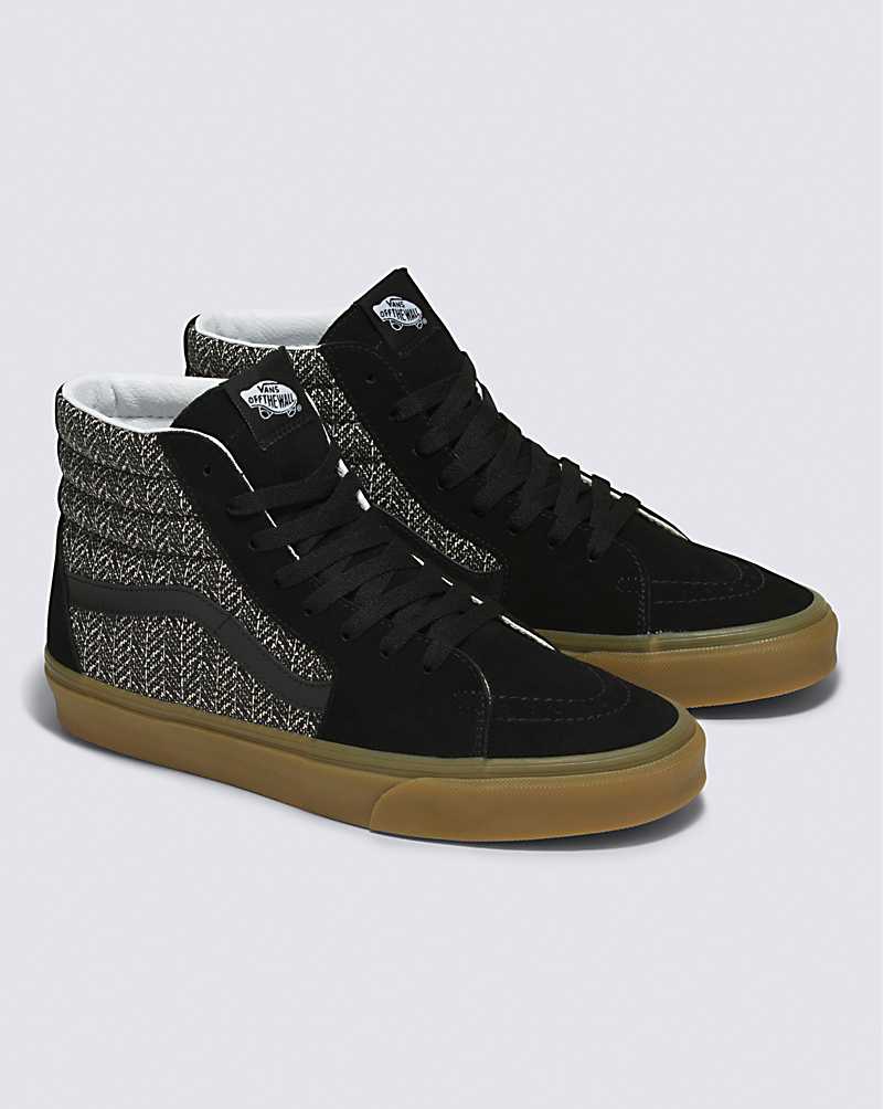 Vans SK8-Hi Herringbone Shoe Men High Top Sneakers Black / Brown | VR1-1492