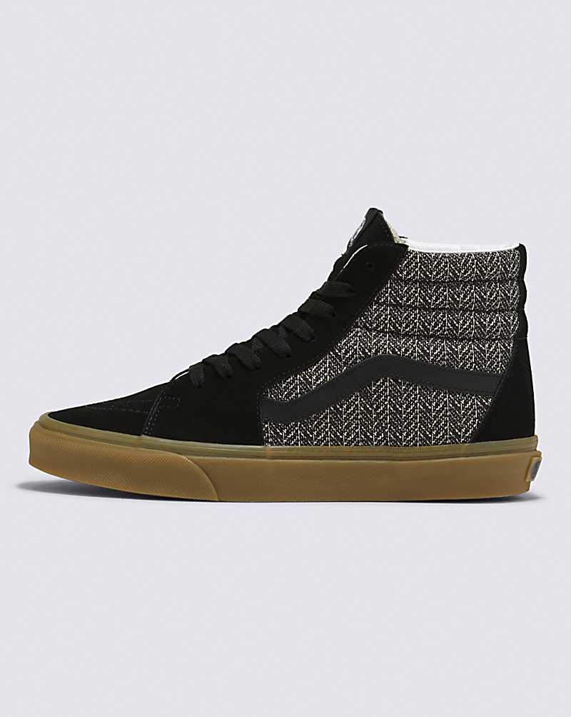 Vans SK8-Hi Herringbone Shoe Men High Top Sneakers Black / Brown | VR1-1492