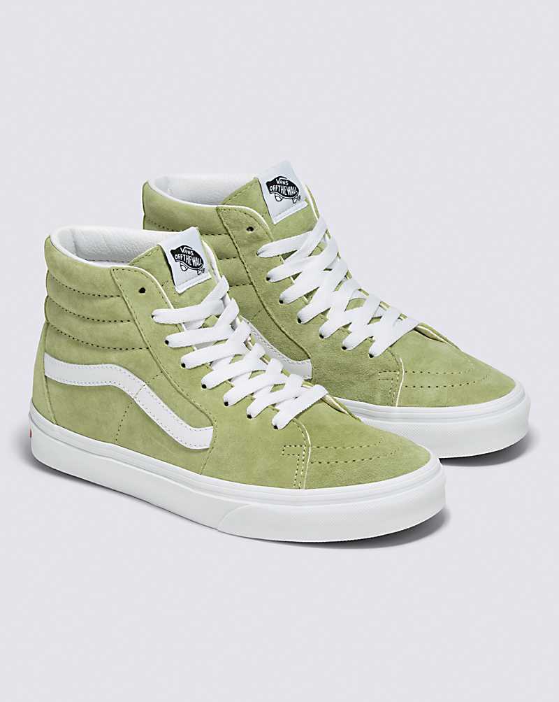 Vans SK8-Hi Pig Suede Shoe Women High Top Sneakers Light Green | RP1-0645