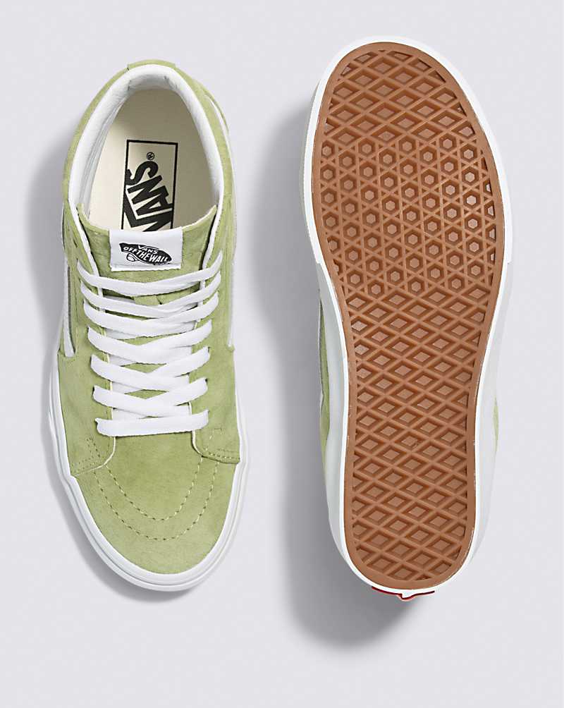 Vans SK8-Hi Pig Suede Shoe Women High Top Sneakers Light Green | RP1-0645