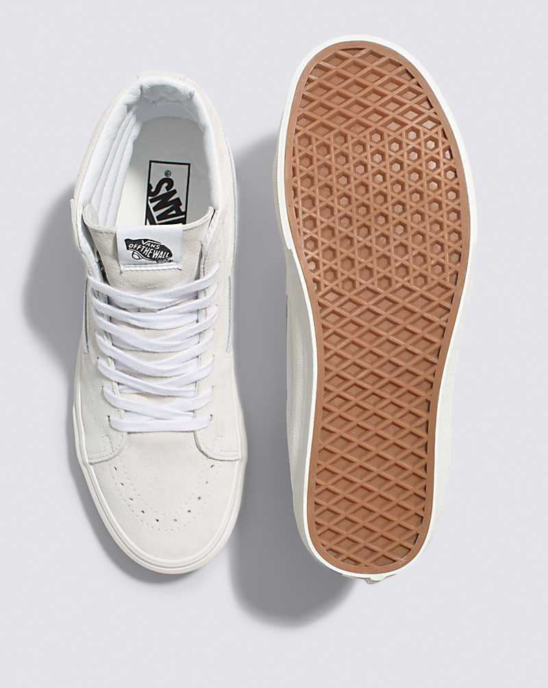 Vans SK8-Hi Pig Suede Shoe Women High Top Sneakers White | HS1-0560