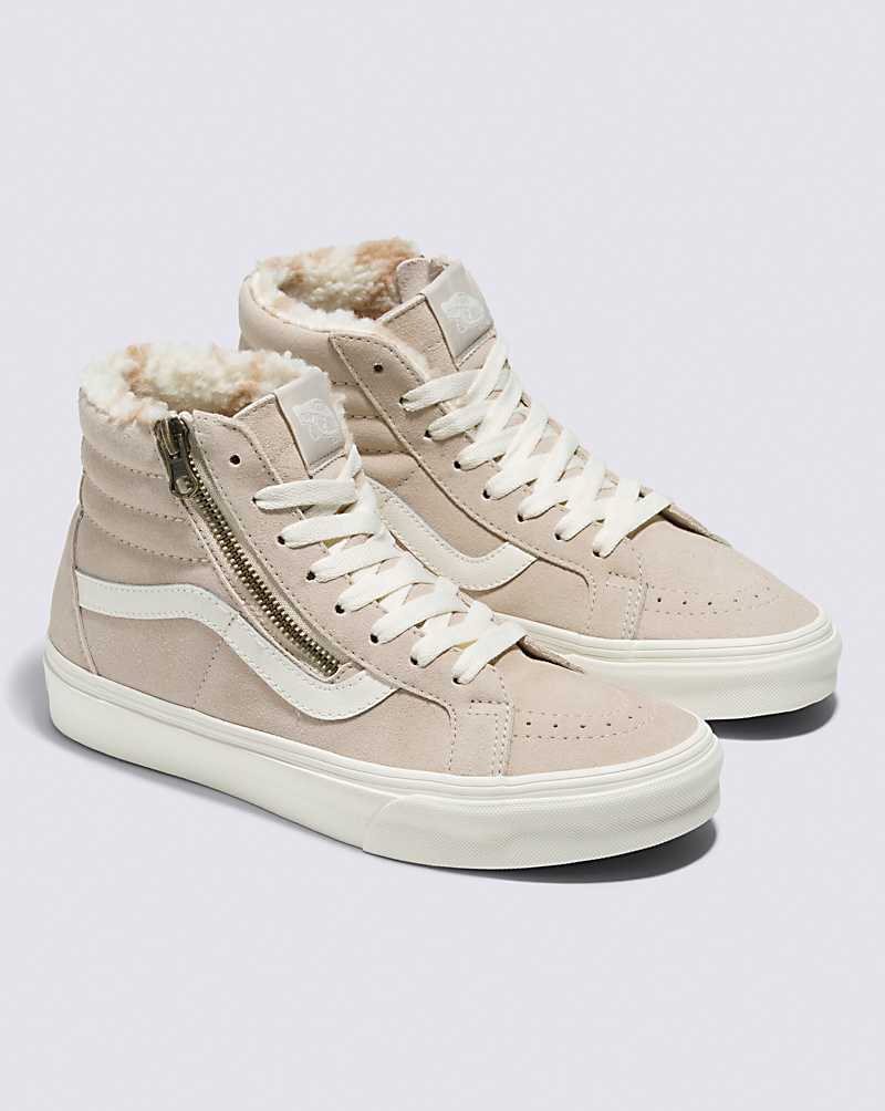 Vans SK8-Hi Reissue Side Zip Cozy Hug Shoe Women High Top Sneakers Beige | PP1-0840