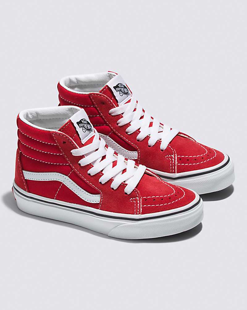 Vans SK8-Hi Shoe Kids' High Top Sneakers Red / White | IN1-8228