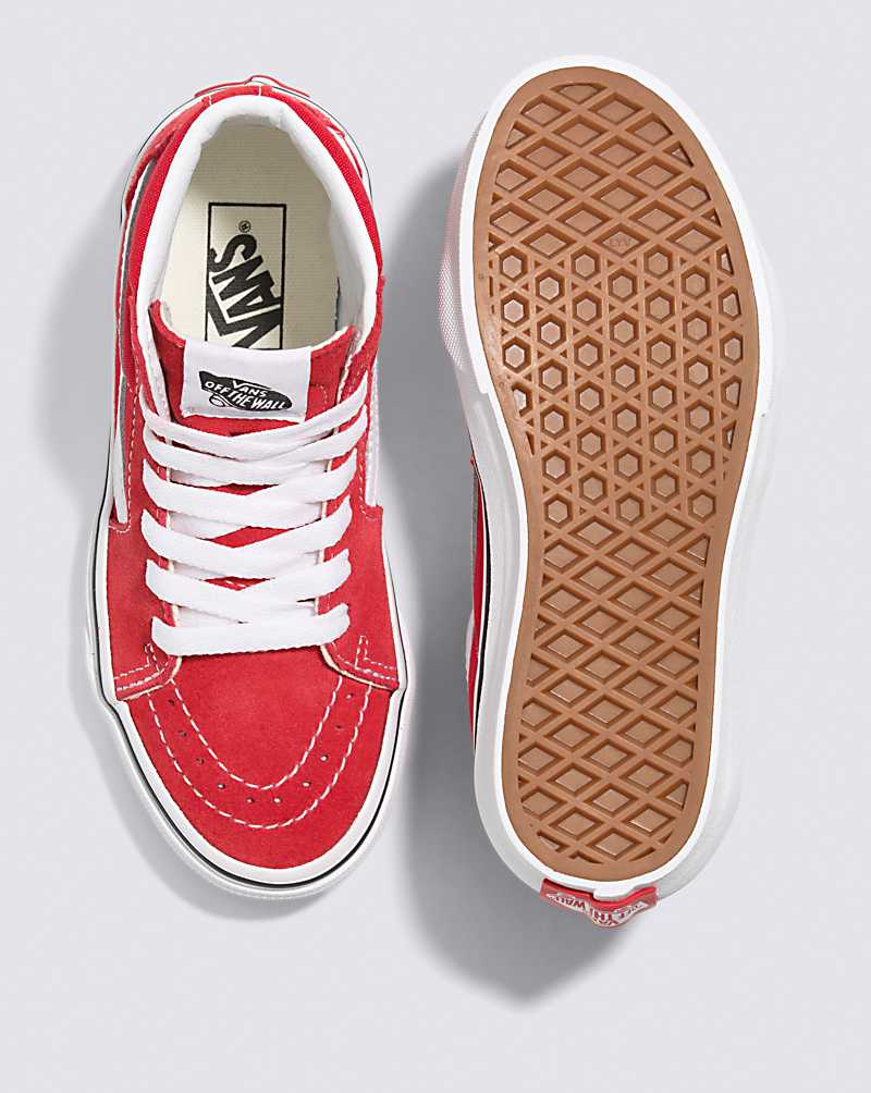 Vans SK8-Hi Shoe Kids' High Top Sneakers Red / White | IN1-8228