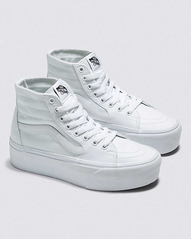 Vans SK8-Hi Tapered Stackform Canvas Shoe Women High Top Sneakers White | JA1-6397