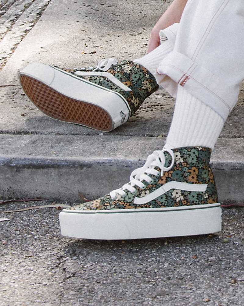 Vans SK8-Hi Tapered Stackform Shoe Women High Top Sneakers Camo / Green | YN1-3908