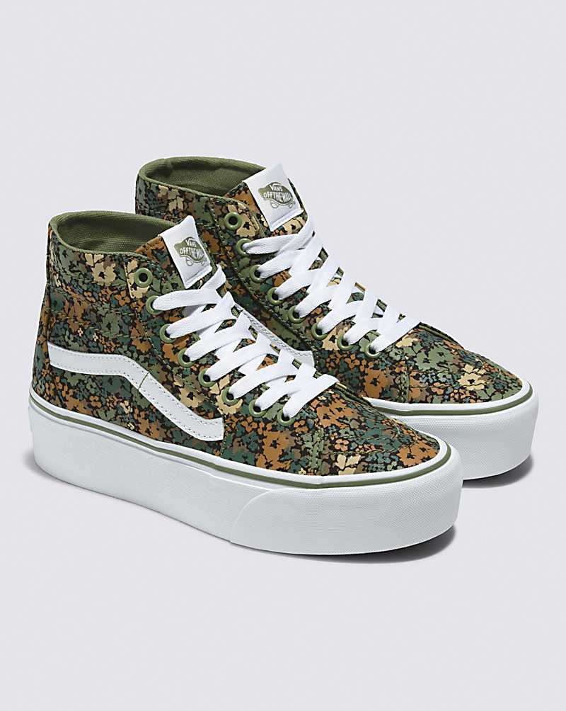 Vans SK8-Hi Tapered Stackform Shoe Women High Top Sneakers Camo / Green | YN1-3908