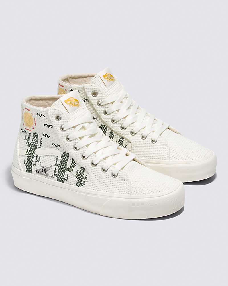 Vans SK8-Hi Tapered VR3 Desert Embroidery Shoe Women High Top Sneakers White | MC1-4521