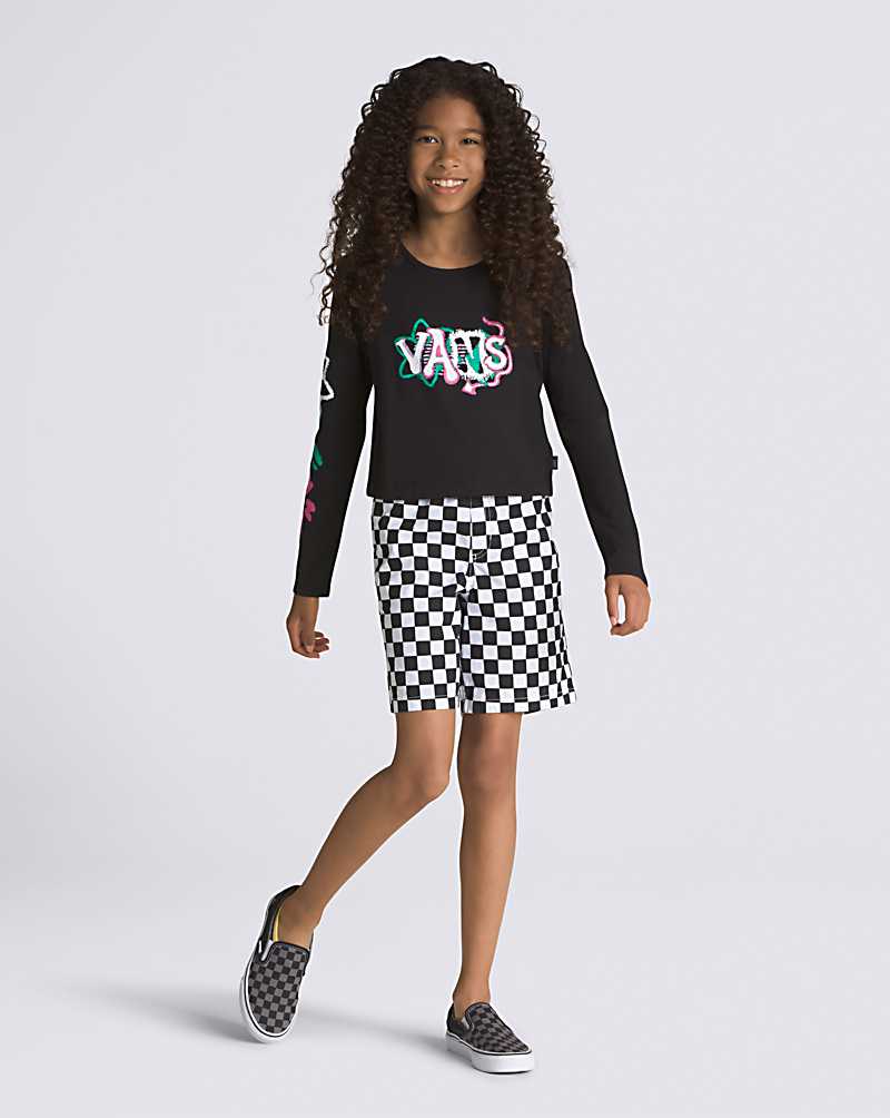 Vans Sidewalk Long Sleeve Kids' T Shirts Black | QJ1-4825