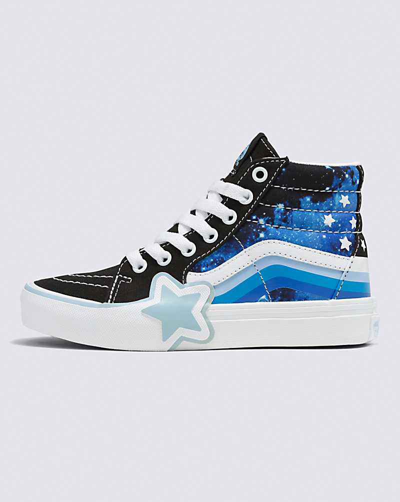 Vans Sk8-Hi Glow Rainbow Star Shoe Kids\' High Top Sneakers Black / Blue | AG1-3548