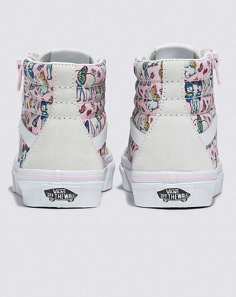 Vans Sk8-Hi Reissue Side Zip Shoe Kids' High Top Sneakers Grey / Pink | RC1-7243