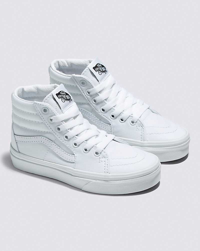 Vans Sk8-Hi Shoes Kids' High Top Sneakers White / White | UD1-8181