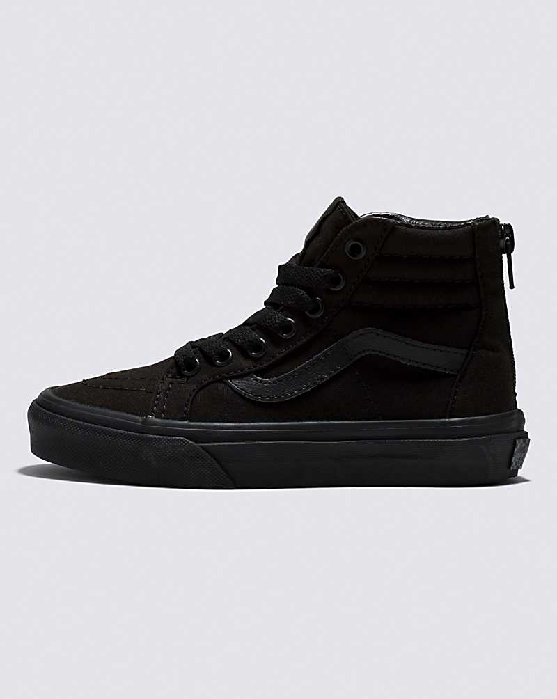 Vans Sk8-Hi Zip Shoe Kids\' High Top Sneakers Black / Black | CN1-0266