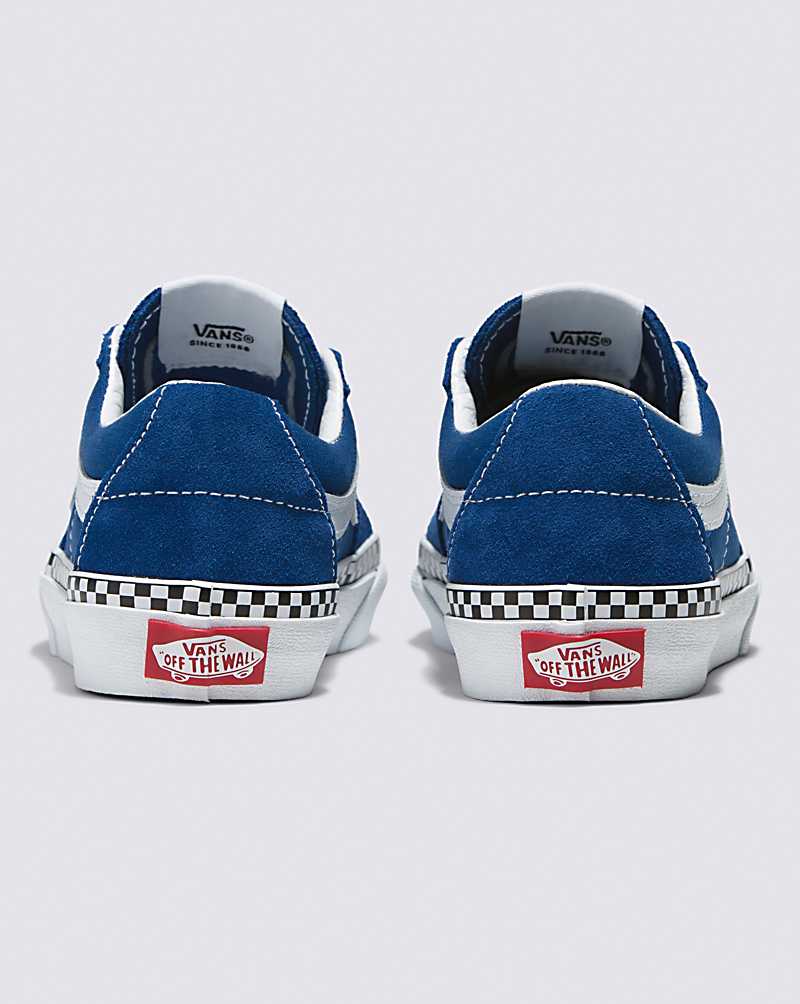 Vans Sk8-Low Checkerboard Foxing Shoe Kids' High Top Sneakers Blue / White | FD1-0738