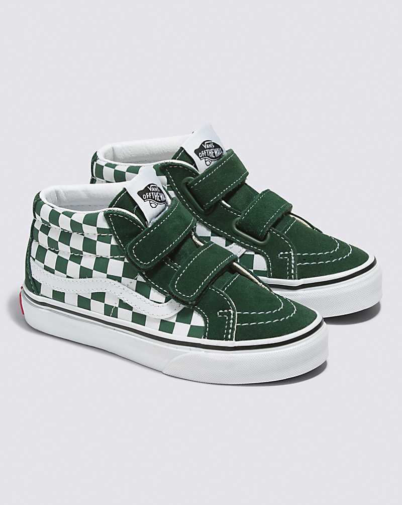 Vans Sk8-Mid Reissue V Checkerboard Shoe Kids' High Top Sneakers Green | BX1-0378