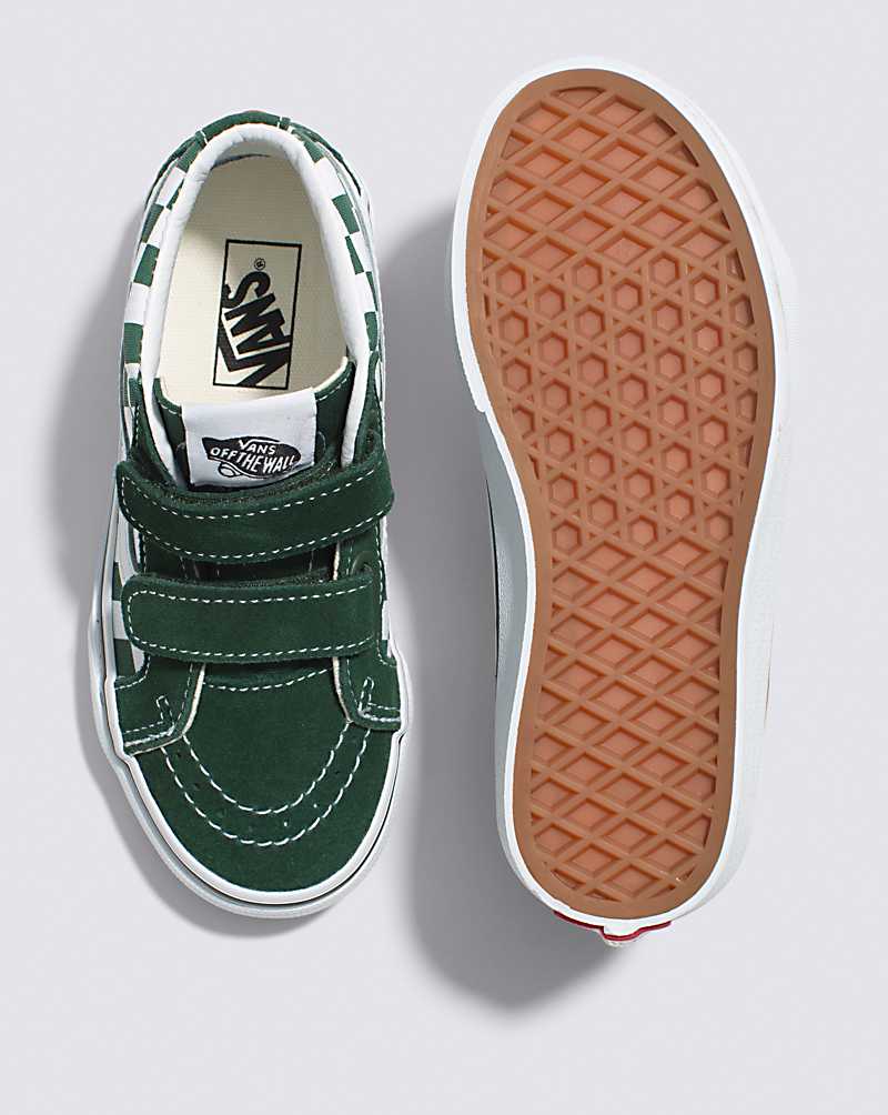 Vans Sk8-Mid Reissue V Checkerboard Shoe Kids' High Top Sneakers Green | BX1-0378