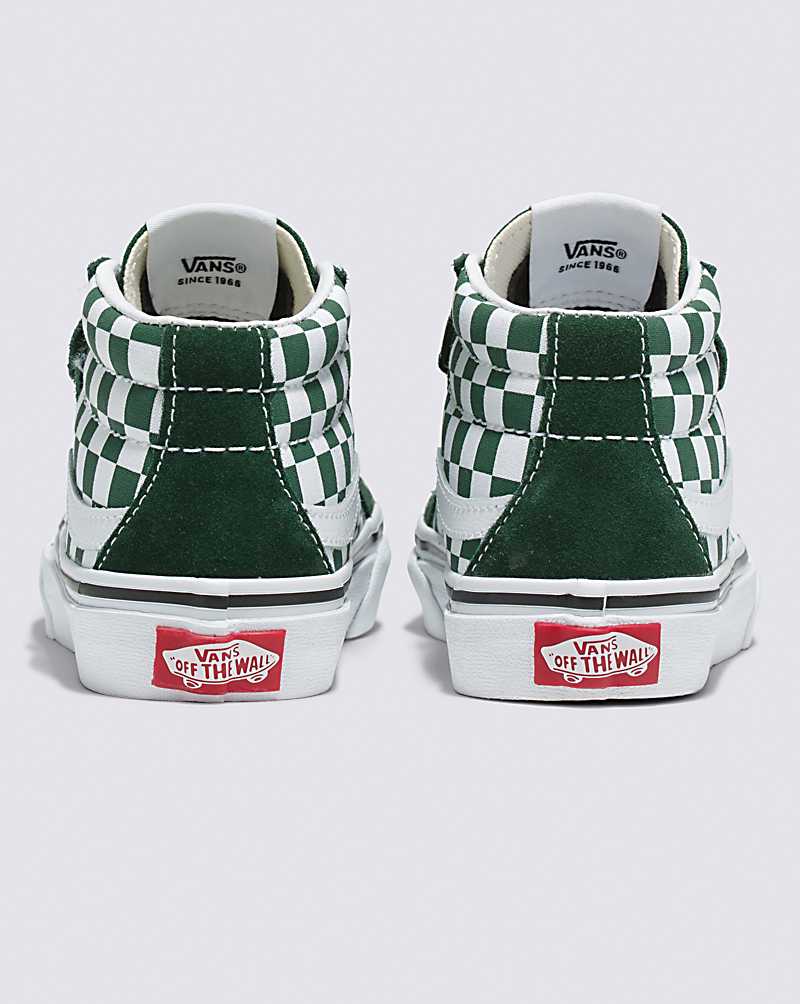 Vans Sk8-Mid Reissue V Checkerboard Shoe Kids' High Top Sneakers Green | BX1-0378