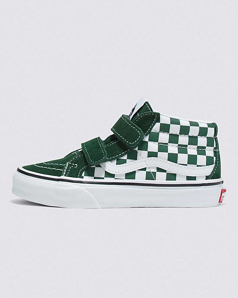 Vans Sk8-Mid Reissue V Checkerboard Shoe Kids\' High Top Sneakers Green | BX1-0378