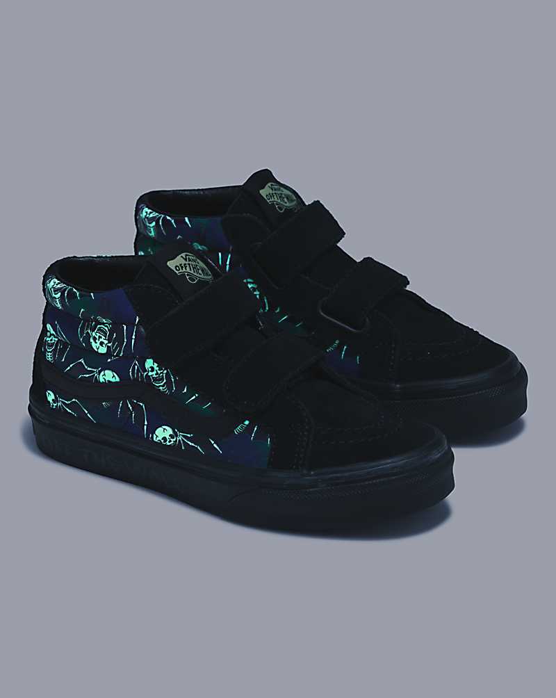 Vans Sk8-Mid Reissue V Glow Shoe Kids' High Top Sneakers Navy / Black / Multicolor | QY1-2319