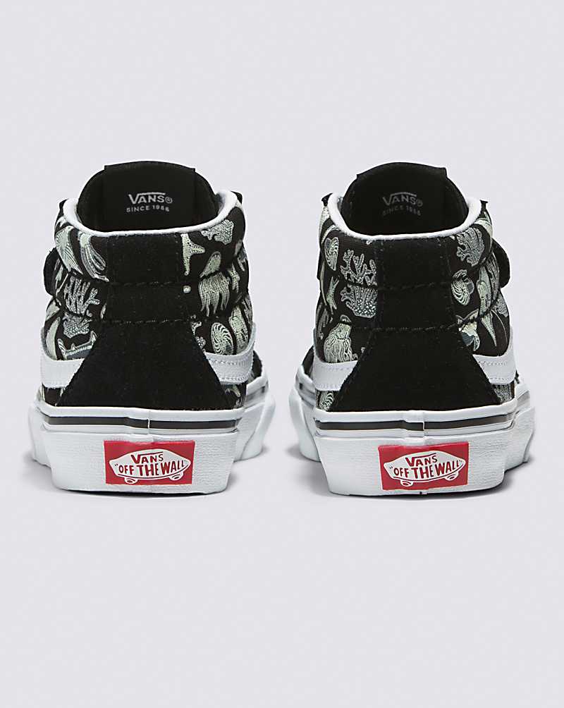 Vans Sk8-Mid Reissue V Glow Shoe Kids' High Top Sneakers Black / Multicolor | AR1-1828