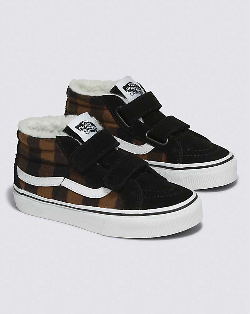 Vans Sk8-Mid V Sherpa Shoe Kids' High Top Sneakers Black / Brown | GE1-6262