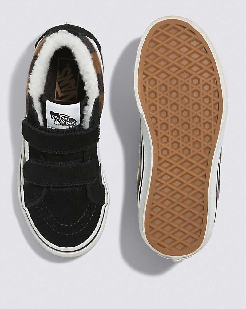 Vans Sk8-Mid V Sherpa Shoe Kids' High Top Sneakers Black / Brown | GE1-6262