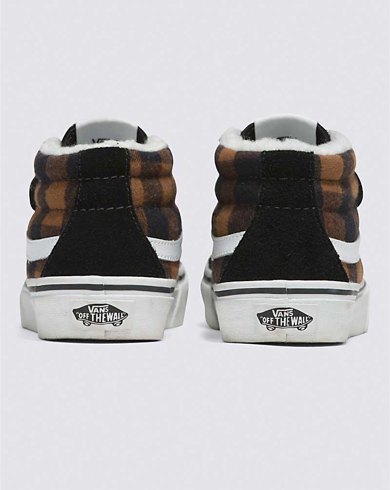 Vans Sk8-Mid V Sherpa Shoe Kids' High Top Sneakers Black / Brown | GE1-6262