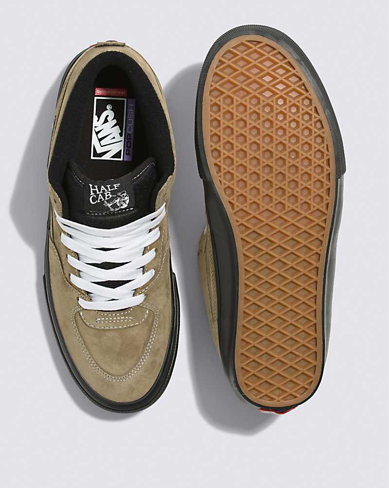 Vans Skate Half Cab Pig Suede Men Skate Shoes Olive / Black | LH1-0437