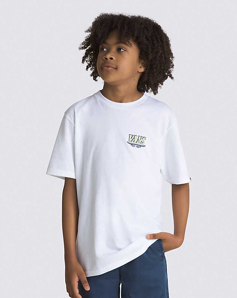 Vans Skate Mechanics Kids' T Shirts White | QQ1-7152