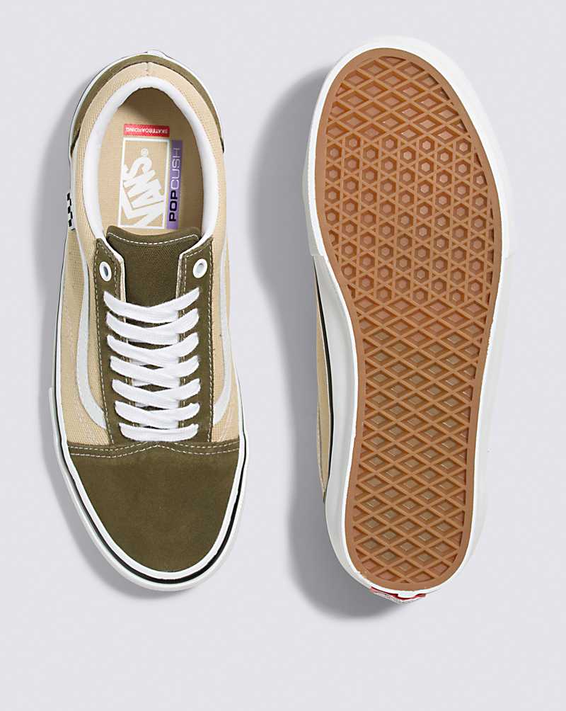 Vans Skate Old Skool Men Skate Shoes Dark Olive / White | XO1-9621