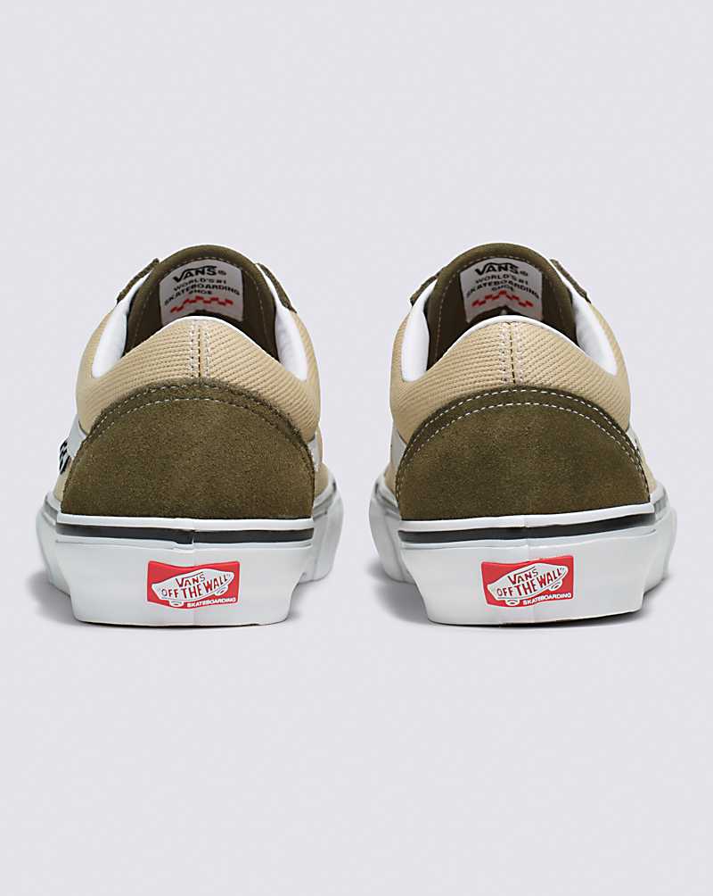 Vans Skate Old Skool Men Skate Shoes Dark Olive / White | XO1-9621