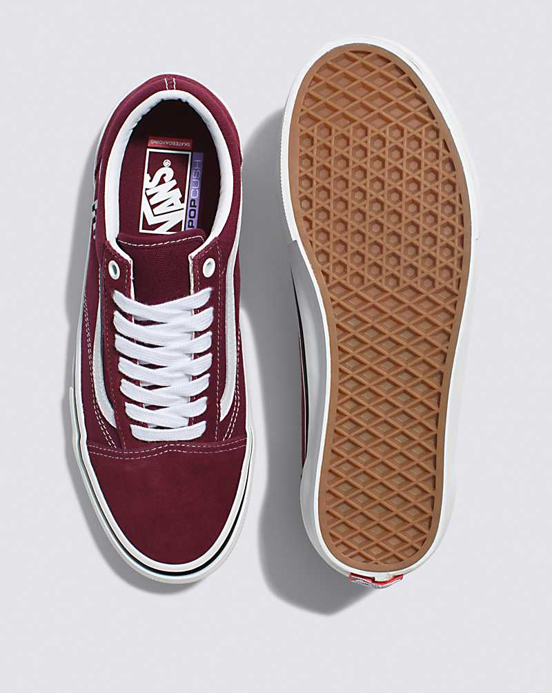 Vans Skate Old Skool Shoe Men Skate Shoes Dark Red / White | WW1-4197